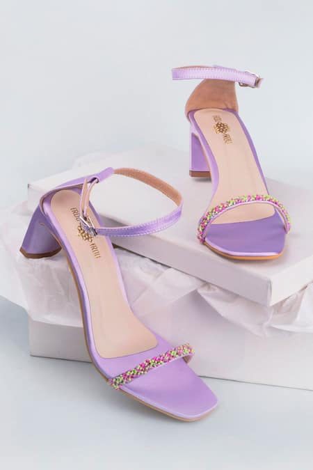 Shiny Crystal Satin Square Toe Chunky Platform Pumps - Purple – Trendy &  Unique