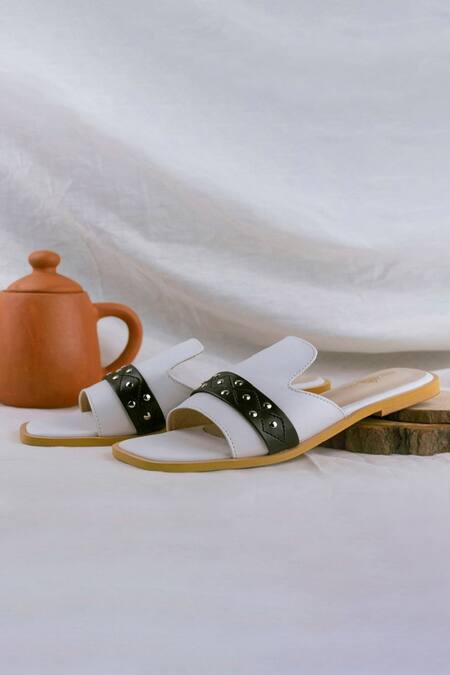 Buy The Frou Frou Studio White Neva Flat Mules Online at Aza Fashions Buy_The Frou Frou Studio_White Neva Flat Mules_Online_at_Aza_Fashions