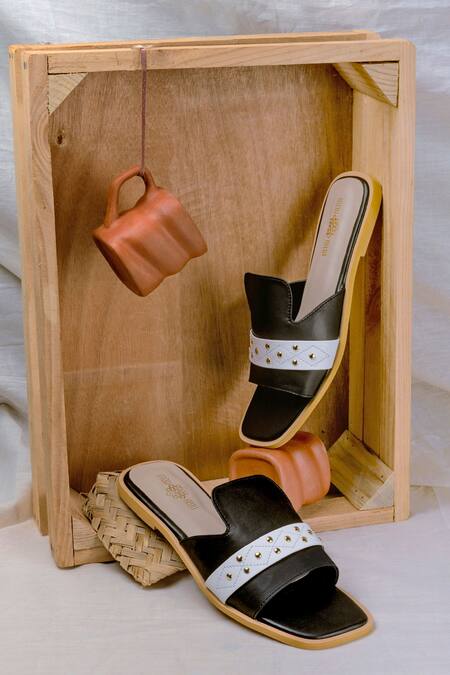 The Frou Frou Studio_Black Noir Flat Mules_Online_at_Aza_Fashions