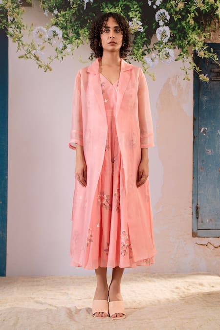 Arcvsh By Pallavi Singh Floral Print Dress With Jacket 