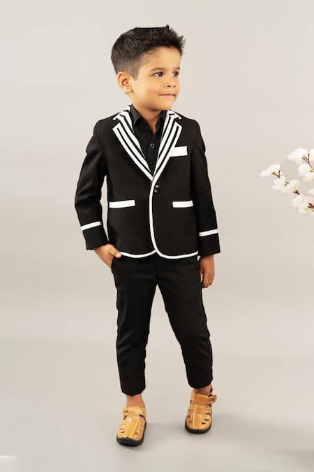 Little Brats Contrast Stripe Pattern Jacket & Pant Set 