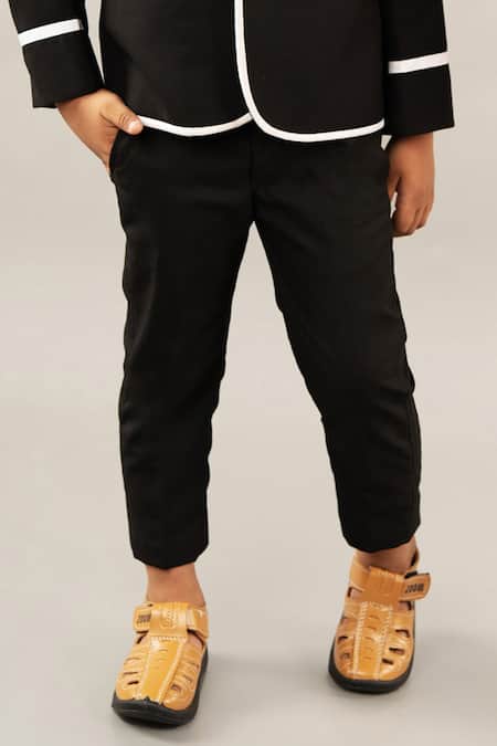 Buy Little Brats Black Viscose, Satin Contrast Stripe Pattern Jacket And Pant Set Online at Aza Fashions Buy_Little Brats_Black Viscose, Satin Contrast Stripe Pattern Jacket And Pant Set _Online_at_Aza_Fashions