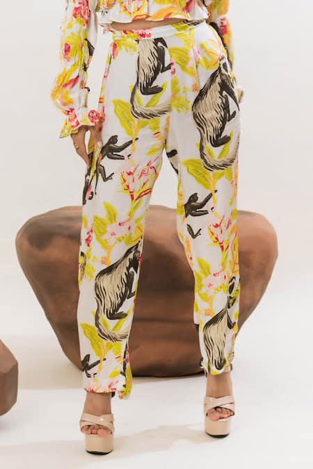 Buy That Thing You Love Multi Color Satin Printed Floral Pant Online at Aza Fashions Buy_That Thing You Love_Multi Color Satin Printed Floral Pant _Online_at_Aza_Fashions