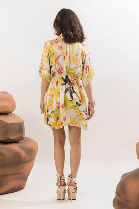 That Thing You Love Botanic Pattern Draped Shirt Dress 