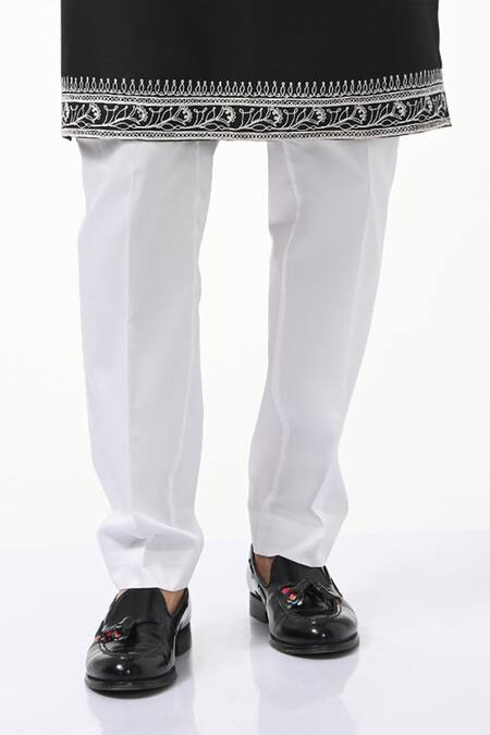 Taroob_Black Pure Silk Embroidered Dori Kurta Set _at_Aza_Fashions