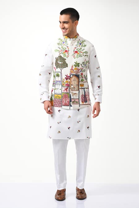 Taroob Moroccan Kalamkari Embroidered Nehru Jacket 