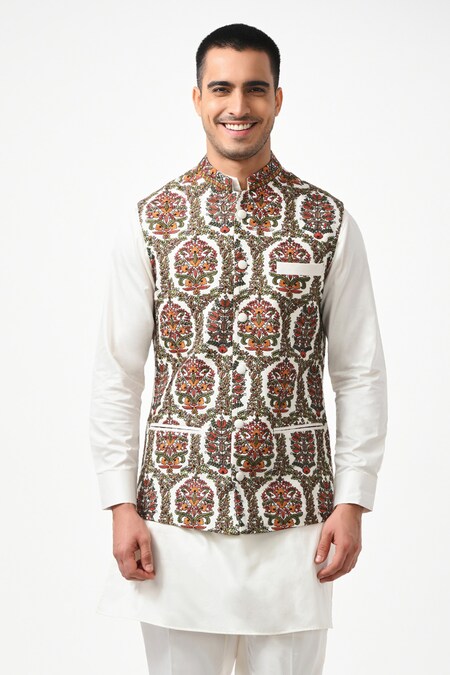 Atasi Floral Casual Jacket For Men Printed Nehru Jacket Mens Wedding Indian  Waistcoat Mandarin Blazer-Small - Walmart.com