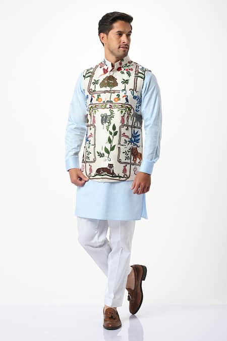 Taroob Silk Kalamkari Work Bundi Jacket 