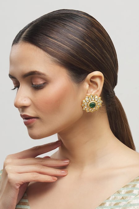 Moh-Maya by Disha Khatri Floral Kundan Stud Earrings 