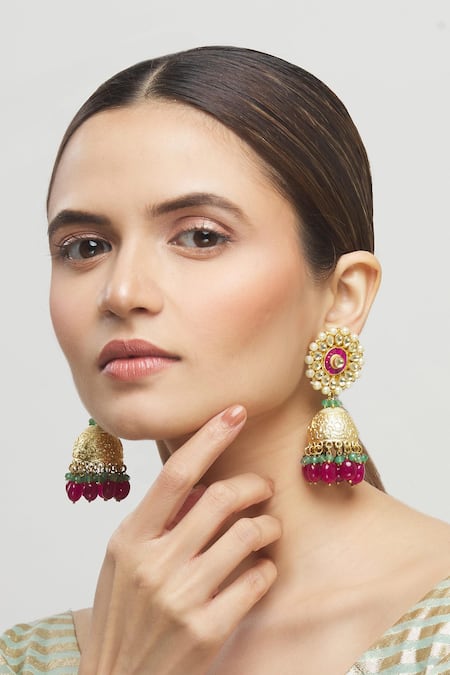 Moh-Maya by Disha Khatri Kundan Floral Jhumkas 