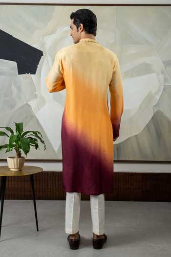 Shop Smriti By Anju Agarwal Brown Silk, Cotton Zari, Sequins Reeth Ombre Embroidered Kurta Set at Aza Fashions Shop_Smriti By Anju Agarwal_Brown Silk, Cotton Zari, Sequins Reeth Ombre Embroidered Kurta Set _at_Aza_Fashions