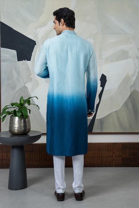 Smriti By Anju Agarwal Geometric Embroidered Yoke Kurta With Pajama 