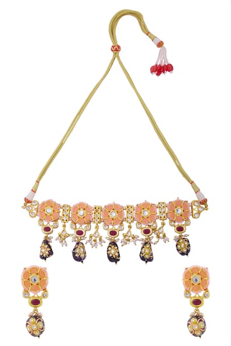 Moh-Maya By Disha Khatri Floral Bead Drop Choker Set 