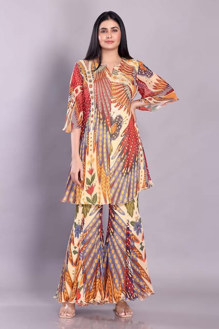 Preeti Jhawar Bird Print Tunic & Palazzo Set 