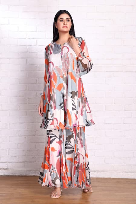 Preeti Jhawar Tropical Print Kurta & Palazzo Set 