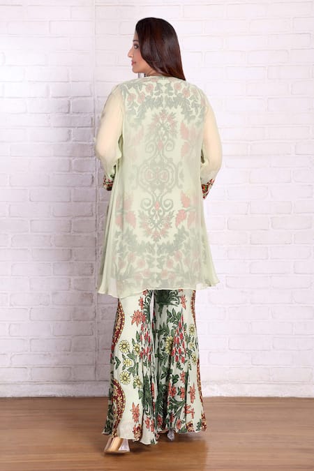 Preeti Jhawar Aari Embroidered Jacket Palazzo Set 