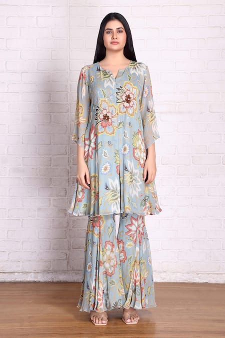 Preeti Jhawar Floral Print Kurta & Palazzo Set 