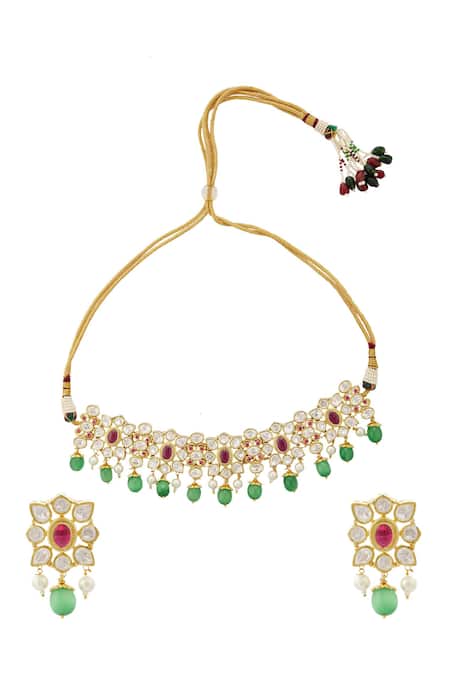 Moh-Maya By Disha Khatri Kundan Floral Choker Set 