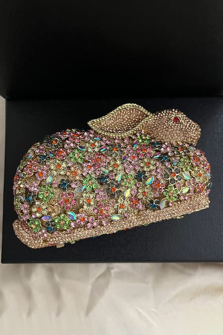 House of Bling Crystal Studded Rabbit Shaped Clutch 