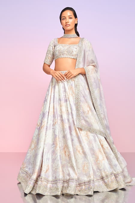 LASHKARAA Vintage Flower Bloom Print Lehenga Set 