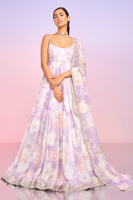 LASHKARAA Botanical Print Anarkali Set 