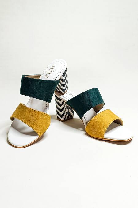 The Alter_Yellow Chevron Color Block Statement Heels _at_Aza_Fashions