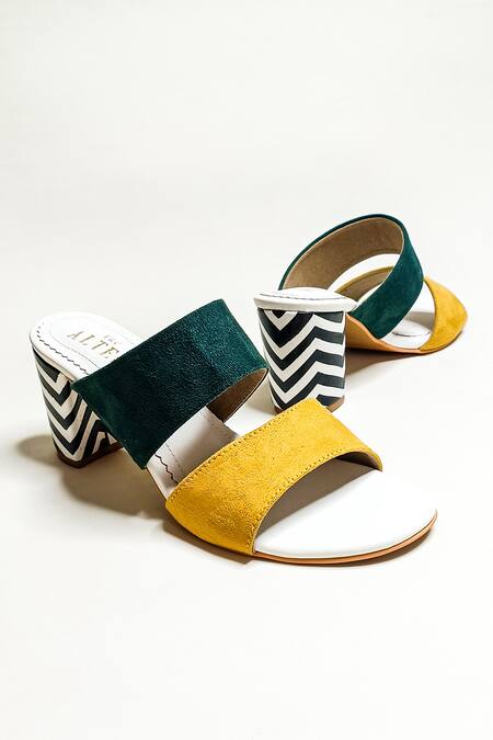 Buy_The Alter_Yellow Chevron Color Block Statement Heels 