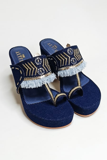 The Alter Kolhapuri Embroidered Strap Heels 