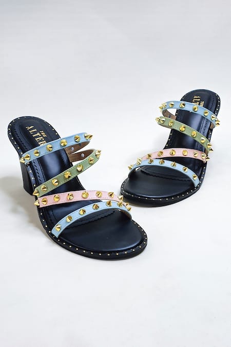 Buy The Alter Black Studs Studded Strap Block Heels Online at Aza Fashions Buy_The Alter_Black Studs Studded Strap Block Heels _Online_at_Aza_Fashions