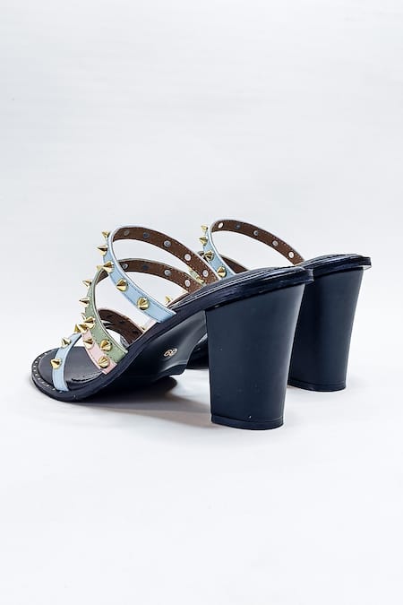 The Alter Black Studs Studded Strap Block Heels at Aza Fashions The Alter_Black Studs Studded Strap Block Heels _at_Aza_Fashions