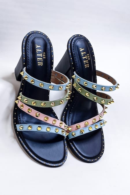 Shop The Alter Black Studs Studded Strap Block Heels Shop_The Alter_Black Studs Studded Strap Block Heels