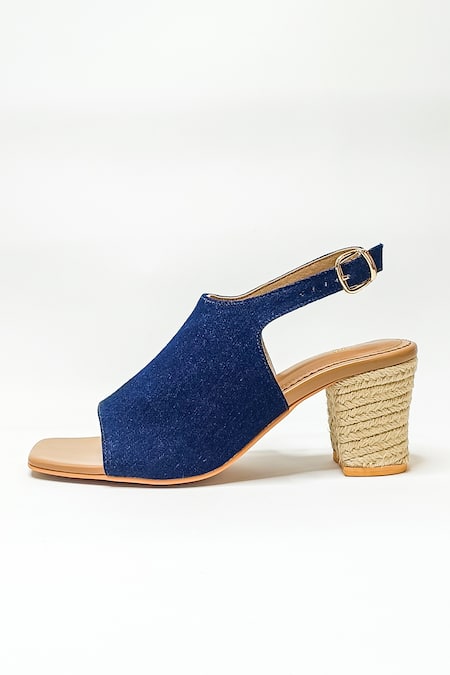 Buy_The Alter_Blue Mule Block Heels _Online_at_Aza_Fashions