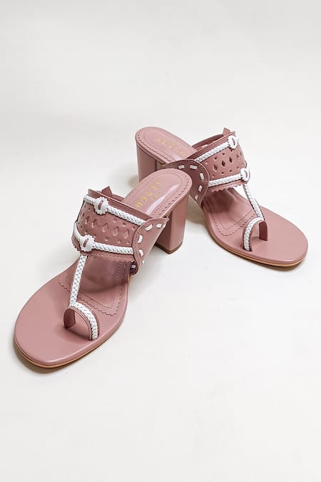 Buy_The Alter_Pink Cut Work Kolhapuri Cut-work Strap Block Heels 