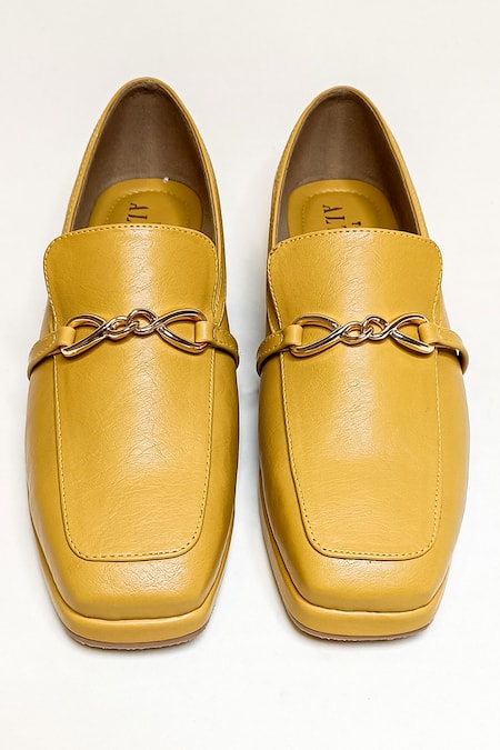 Shop The Alter Yellow Buckle Detail Loafers at Aza Fashions Shop_The Alter_Yellow Buckle Detail Loafers _at_Aza_Fashions