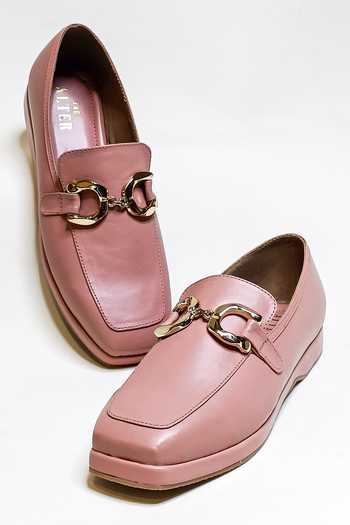 The Alter_Pink Interlocked Buckle Detail Loafers _Online_at_Aza_Fashions