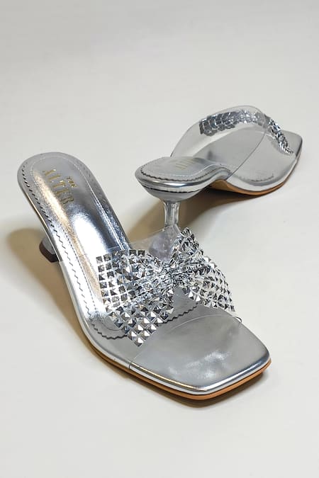 The Alter_Silver Sequins Strap Pyramid Heels _at_Aza_Fashions