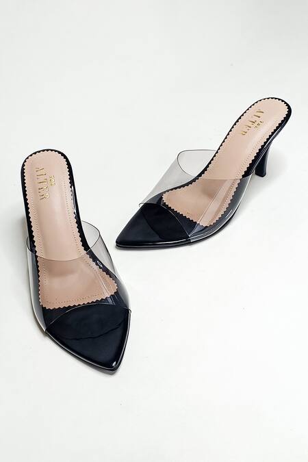 Buy_The Alter_Black Amby Clear Strap Stilettos _Online_at_Aza_Fashions