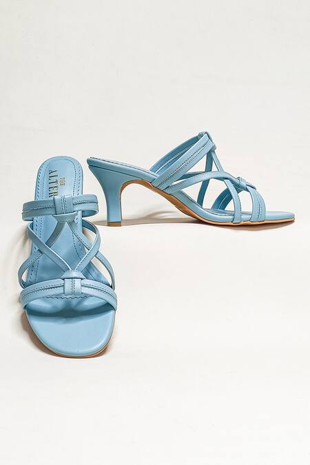 Buy The Alter Blue Twisted Knotted Strap Stilettoes at Aza Fashions Buy_The Alter_Blue Twisted Knotted Strap Stilettoes _at_Aza_Fashions