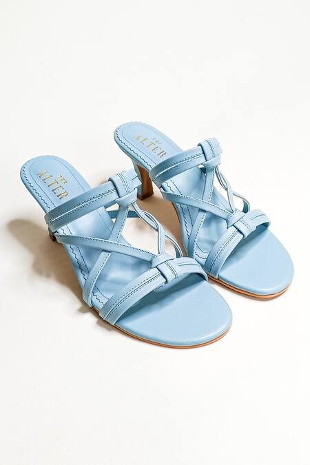 Shop The Alter Blue Twisted Knotted Strap Stilettoes at Aza Fashions Shop_The Alter_Blue Twisted Knotted Strap Stilettoes _at_Aza_Fashions