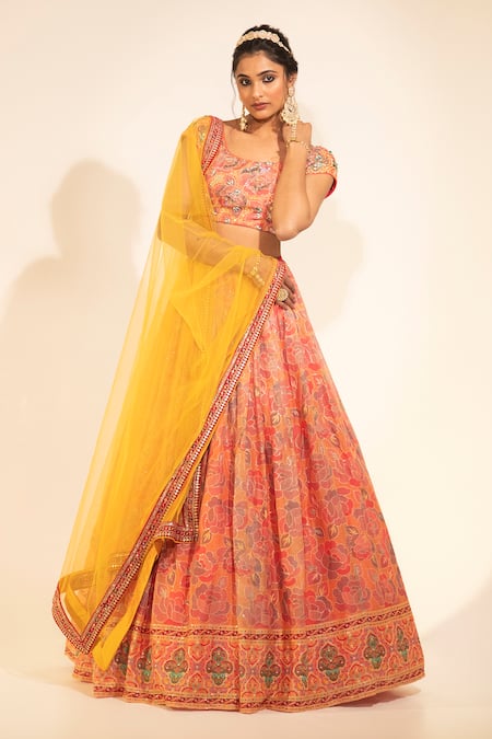 MeenaGurnam Floral Blossom Printed Lehenga Set 