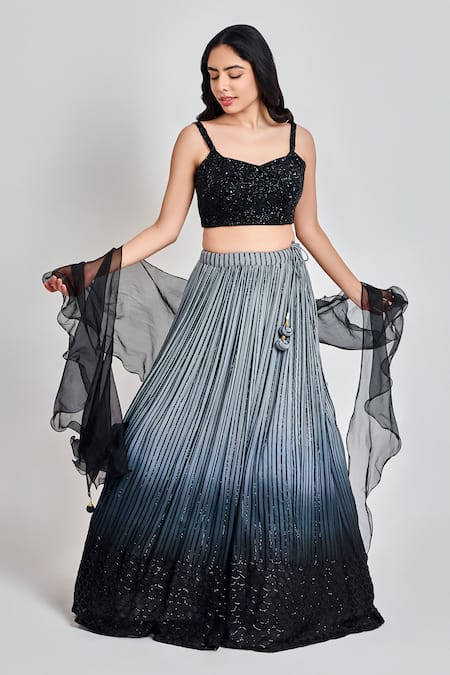 MeenaGurnam Ombre Sequin Embellished Lehenga Set 