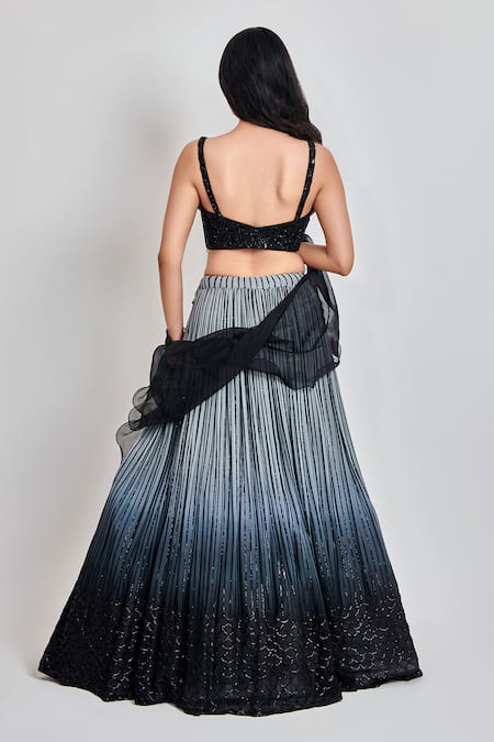Meenagurnam Ombre Sequin Embellished Lehenga Set 