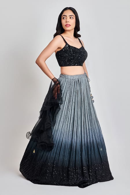 Buy Meenagurnam Grey Viscose, Georgette Sequins, Crystals, Ombre Embellished Lehenga Set Online at Aza Fashions Buy_Meenagurnam_Grey Viscose, Georgette Sequins, Crystals, Ombre Embellished Lehenga Set _Online_at_Aza_Fashions