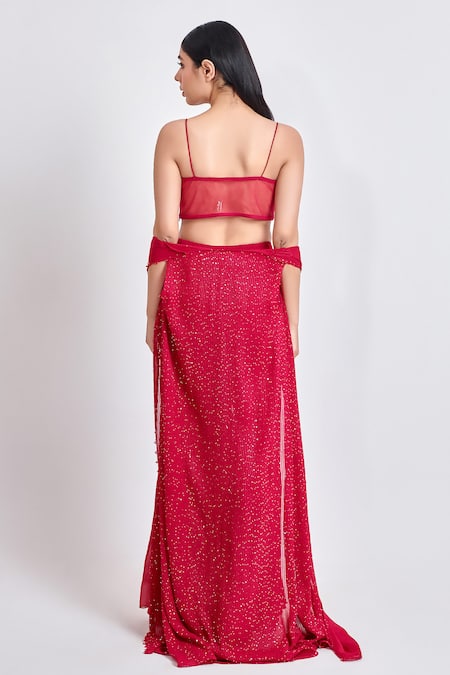 Shop Meenagurnam Red Viscose, Georgette Embroidery, Sequins Sweetheart Neck Cape And Sharara Set Online at Aza Fashions Shop_Meenagurnam_Red Viscose, Georgette Embroidery, Sequins Sweetheart Neck Cape And Sharara Set _Online_at_Aza_Fashions