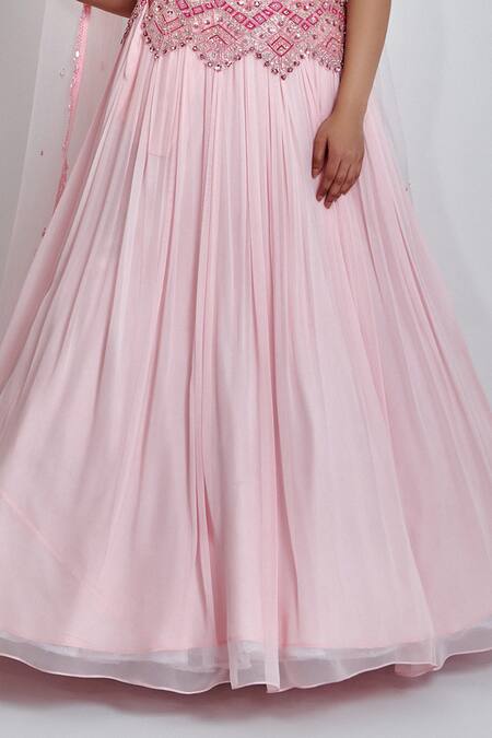 Buy Meenagurnam Pink Viscose, Georgette Sequins, Beads Round Neck And Zarkan Work Lehenga Set Online at Aza Fashions Buy_Meenagurnam_Pink Viscose, Georgette Sequins, Beads Round Neck And Zarkan Work Lehenga Set _Online_at_Aza_Fashions