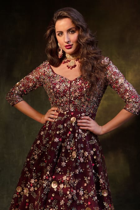 Meenagurnam Sequin Embroidered Gown 