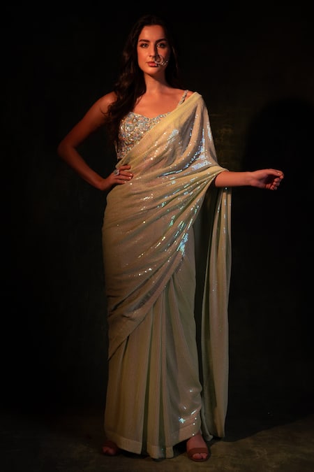 MeenaGurnam Sequin Work Saree With Blouse 