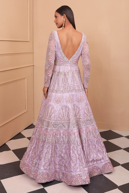 Laxmishriali Geometric Embroidered Anarkali With Dupatta 