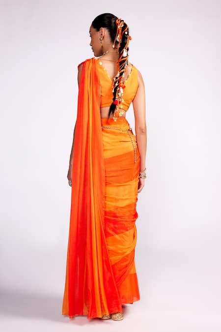 ISHA GUPTA TAYAL Pre-Draped Saree & Embroidered Blouse Set 