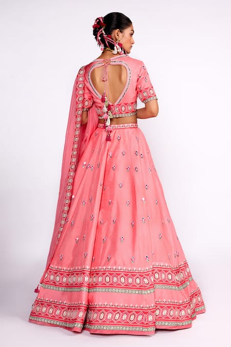 ISHA GUPTA TAYAL Silk Floral Embroidered Lehenga Set 